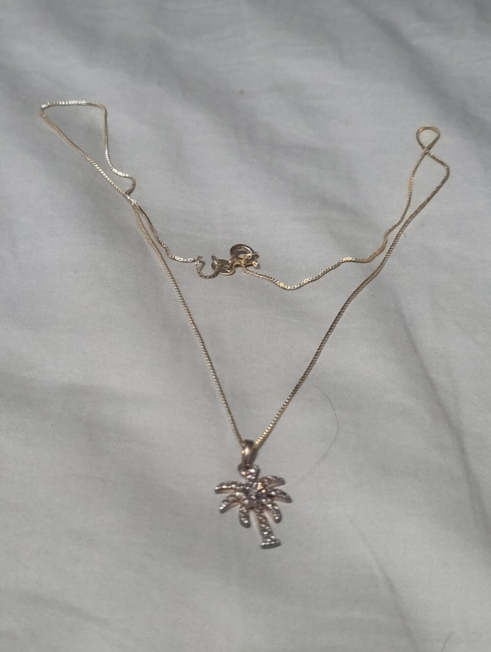Gold Over Sterling Silver Palm Tree Pendant Necklace - Unbranded